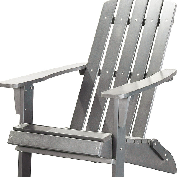Homeroots 29" Gray Heavy Duty Plastic Adirondack Chair - Stylish Outdoor Comfort With Wide Arms & Sloping Back  Plastic 483886