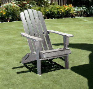 Homeroots 29" Gray Heavy Duty Plastic Adirondack Chair - Stylish Outdoor Comfort With Wide Arms & Sloping Back  Plastic 483886