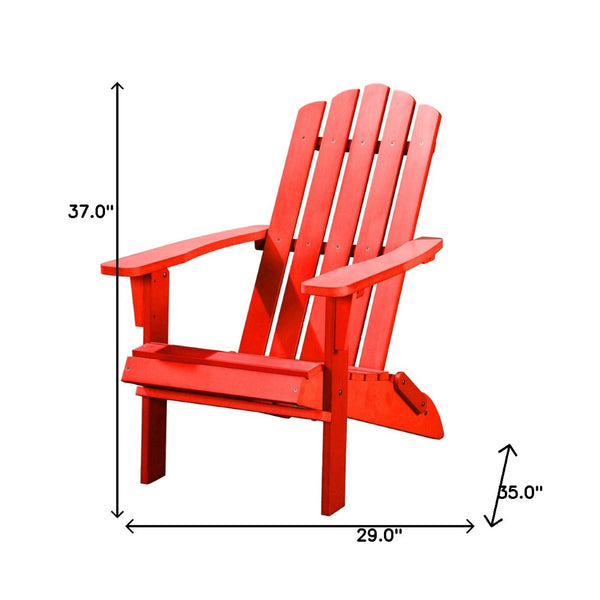 Homeroots 29" Red Heavy Duty Plastic Adirondack Chair - Stylish Outdoor Seating For Relaxation & Comfort  Plastic 483887