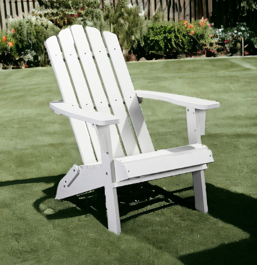 Homeroots 29" Chic White Heavy Duty Plastic Adirondack Chair For Indoor & Outdoor Comfort And Style  Plastic 483888