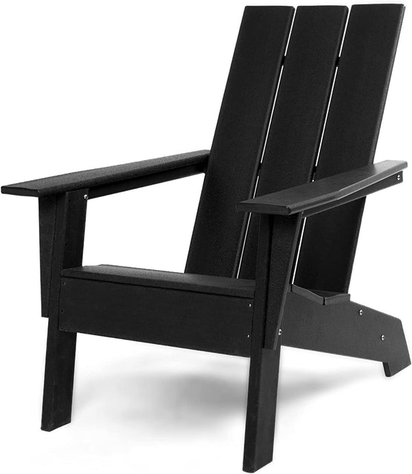 Homeroots 31" Black Heavy Duty Plastic Adirondack Chair – Stylish Outdoor Seating For Ultimate Relaxation & Comfort  Plastic 483890