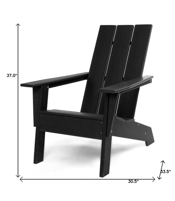 Homeroots 31" Black Heavy Duty Plastic Adirondack Chair – Stylish Outdoor Seating For Ultimate Relaxation & Comfort  Plastic 483890