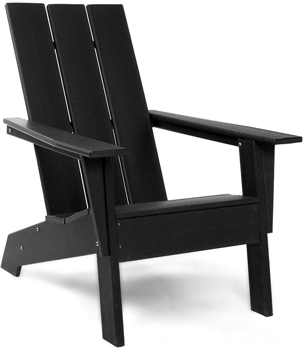 Homeroots 31" Black Heavy Duty Plastic Adirondack Chair – Stylish Outdoor Seating For Ultimate Relaxation & Comfort  Plastic 483890
