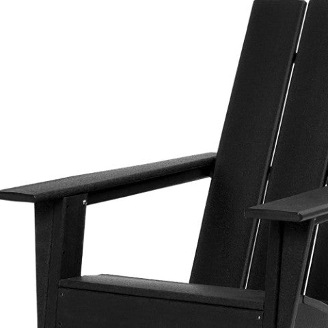 Homeroots 31" Black Heavy Duty Plastic Adirondack Chair – Stylish Outdoor Seating For Ultimate Relaxation & Comfort  Plastic 483890