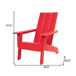 Homeroots 31" Red Heavy Duty Plastic Adirondack Chair - Chic Outdoor Seating For Stylish Relaxation & Comfort  Plastic 483893