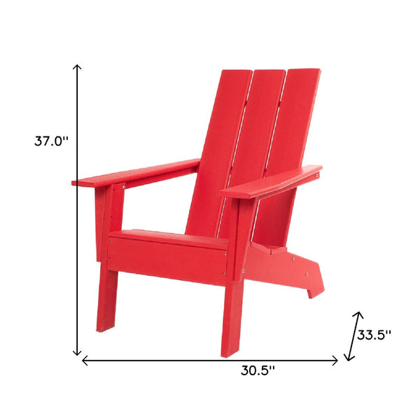 Homeroots 31" Red Heavy Duty Plastic Adirondack Chair - Chic Outdoor Seating For Stylish Relaxation & Comfort  Plastic 483893