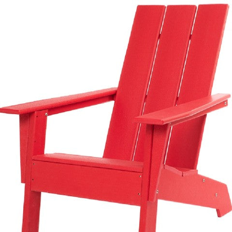 Homeroots 31" Red Heavy Duty Plastic Adirondack Chair - Chic Outdoor Seating For Stylish Relaxation & Comfort  Plastic 483893