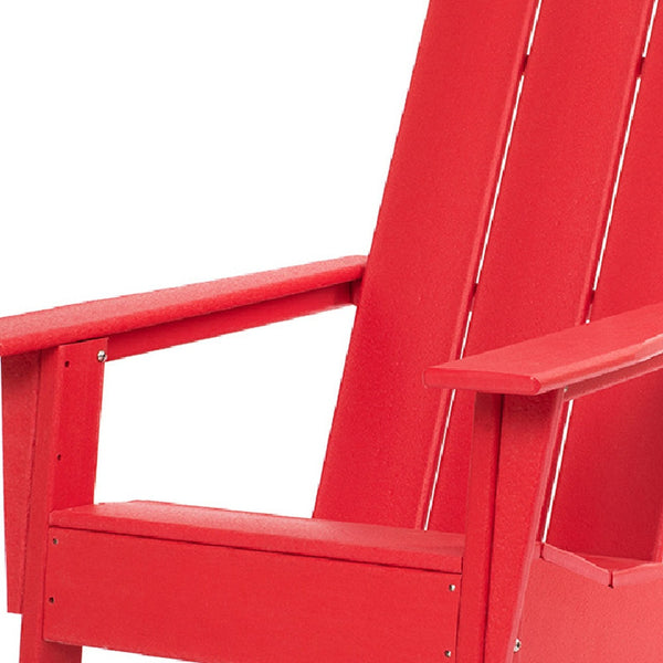 Homeroots 31" Red Heavy Duty Plastic Adirondack Chair - Chic Outdoor Seating For Stylish Relaxation & Comfort  Plastic 483893