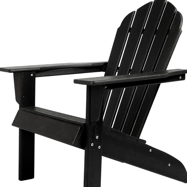 Homeroots 32" Stylish Black Heavy Duty Plastic Adirondack Chair For Indoor & Outdoor Relaxation & Comfort  Plastic 483896