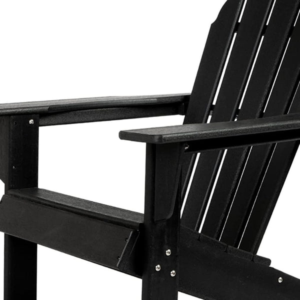 Homeroots 32" Stylish Black Heavy Duty Plastic Adirondack Chair For Indoor & Outdoor Relaxation & Comfort  Plastic 483896