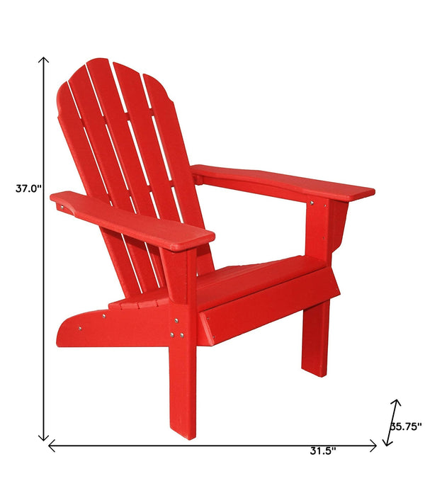 Homeroots 32" Chic Red Heavy Duty Plastic Adirondack Chair - Stylish Outdoor Lounge Seating For Any Space  Plastic 483897