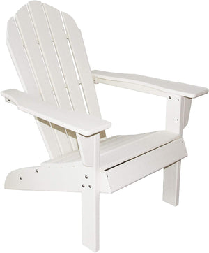 Homeroots 32" Chic White Heavy Duty Plastic Adirondack Chair For Outdoor Relaxation & Stylish Comfort  Plastic 483898