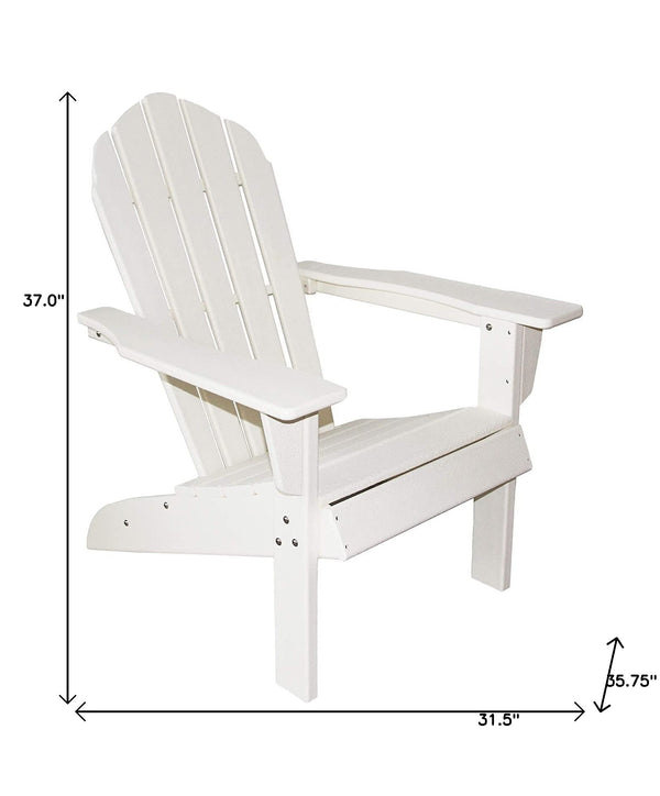 Homeroots 32" Chic White Heavy Duty Plastic Adirondack Chair For Outdoor Relaxation & Stylish Comfort  Plastic 483898