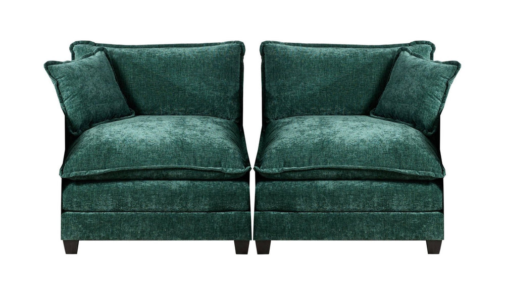 English Elm Cloud Modular Two Seat Sofa Chenille Upholstered Cushioned Couch for Apartment Living Green W1143P378633