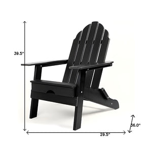 Homeroots 30" Chic Black Heavy Duty Plastic Adirondack Chair For Stylish Indoor & Outdoor Relaxation  Plastic 483904