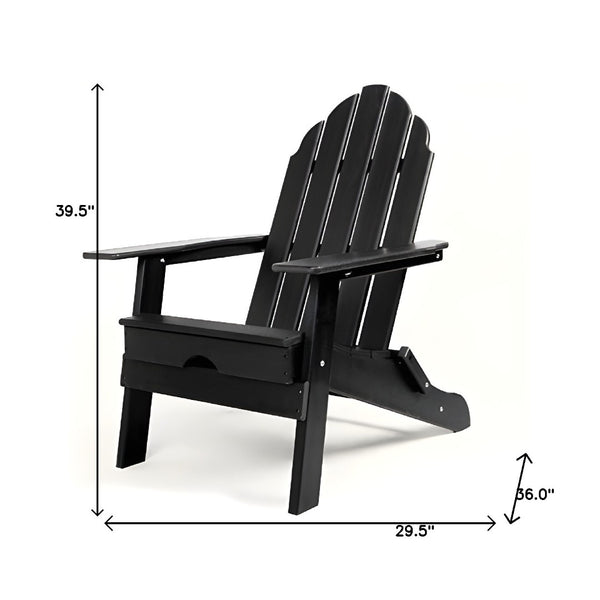 Homeroots 30" Chic Black Heavy Duty Plastic Adirondack Chair For Stylish Indoor & Outdoor Relaxation  Plastic 483904