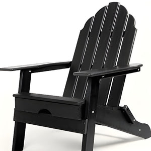 Homeroots 30" Chic Black Heavy Duty Plastic Adirondack Chair For Stylish Indoor & Outdoor Relaxation  Plastic 483904