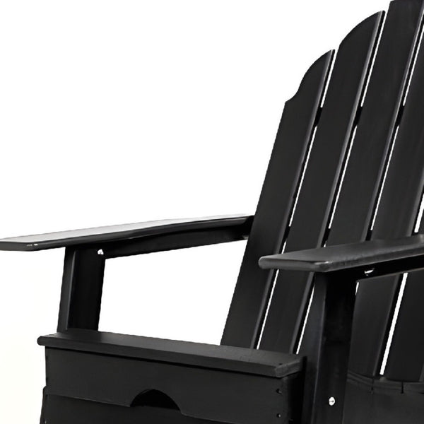 Homeroots 30" Chic Black Heavy Duty Plastic Adirondack Chair For Stylish Indoor & Outdoor Relaxation  Plastic 483904