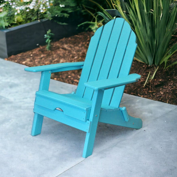 Homeroots 30" Turquoise Blue Heavy Duty Plastic Adirondack Chair - Stylish Comfort For Your Outdoor Retreat  Plastic 483905