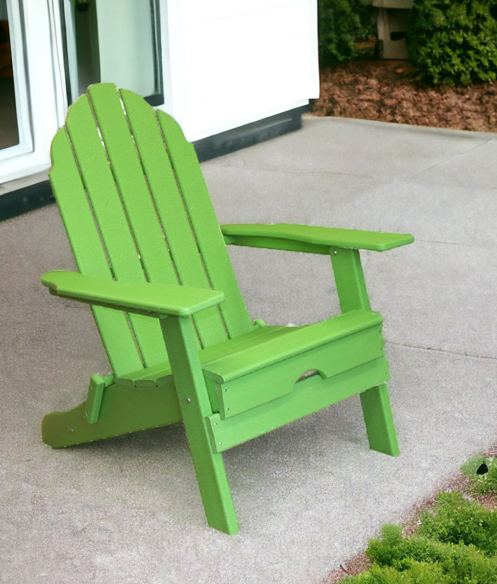 Homeroots 30" Green Heavy Duty Plastic Adirondack Chair - Stylish Indoor/Outdoor Seating For Relaxation & Vibe  Plastic 483906