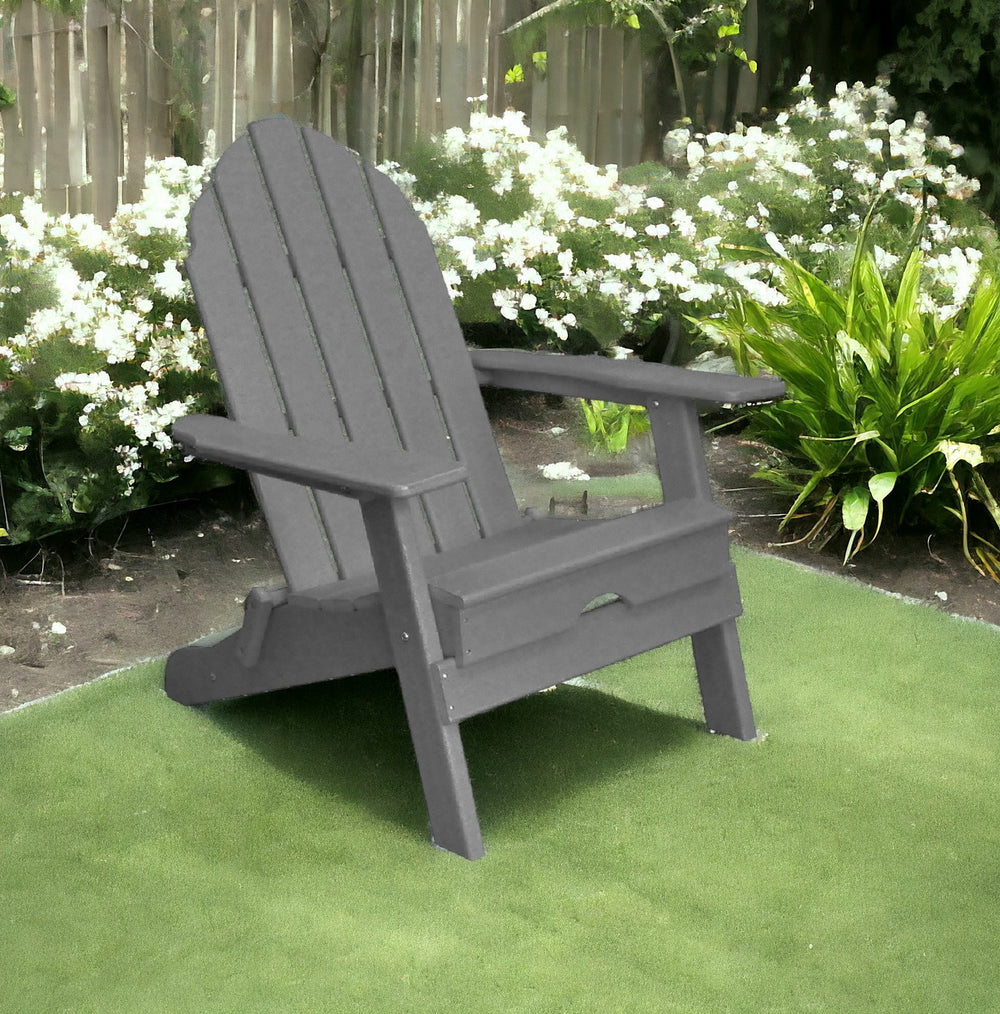 Homeroots 30" Gray Heavy Duty Adirondack Chair - Stylish Comfort For Indoor & Outdoor Relaxation Spaces  Plastic 483907