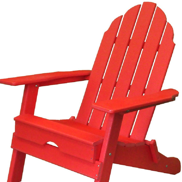 Homeroots 30" Red Heavy Duty Plastic Adirondack Chair - Chic Indoor/Outdoor Seating For Style & Comfort  Plastic 483908