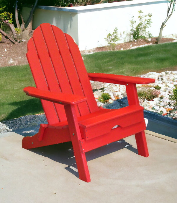 Homeroots 30" Red Heavy Duty Plastic Adirondack Chair - Chic Indoor/Outdoor Seating For Style & Comfort  Plastic 483908
