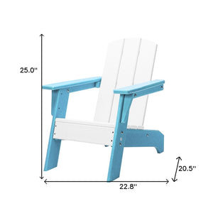 Homeroots 23" Blue And White Heavy Duty Plastic Adirondack Chair For Kids - Perfect For Outdoor Relaxation!  Plastic 483912