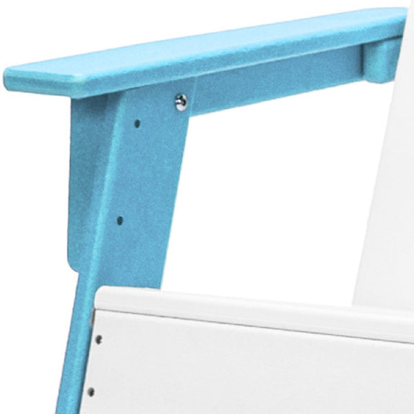 Homeroots 23" Blue And White Heavy Duty Plastic Adirondack Chair For Kids - Perfect For Outdoor Relaxation!  Plastic 483912