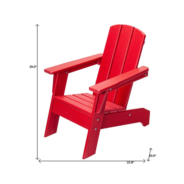 Homeroots 23" Red Mini Adirondack Chair – Heavy Duty Plastic, Weather-resistant, Perfect For Kids' Outdoor Fun!  Plastic 483913