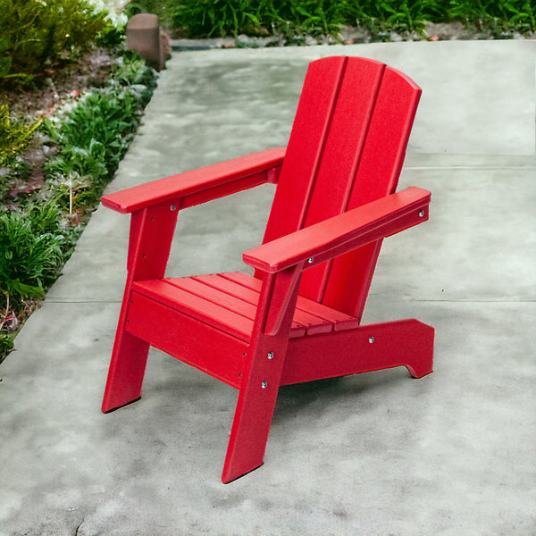 Homeroots 23" Red Mini Adirondack Chair – Heavy Duty Plastic, Weather-resistant, Perfect For Kids' Outdoor Fun!  Plastic 483913