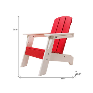 Homeroots 23" Red And White Heavy Duty Plastic Adirondack Chair For Kids - Stylish Comfort For Outdoor Fun  Plastic 483914