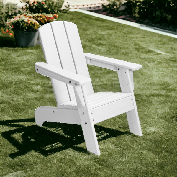 Homeroots 23" White Heavy Duty Plastic Adirondack Chair For Kids - Stylish, Weather-resistant Comfort!  Plastic 483915