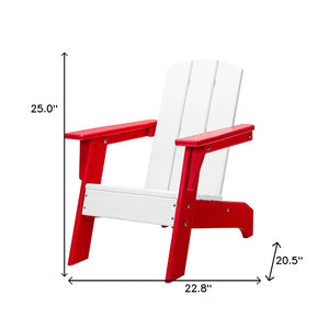 Homeroots 23" Red And White Heavy Duty Plastic Adirondack Chair For Kids - Stylish Comfort For Outdoor Fun  Plastic 483916