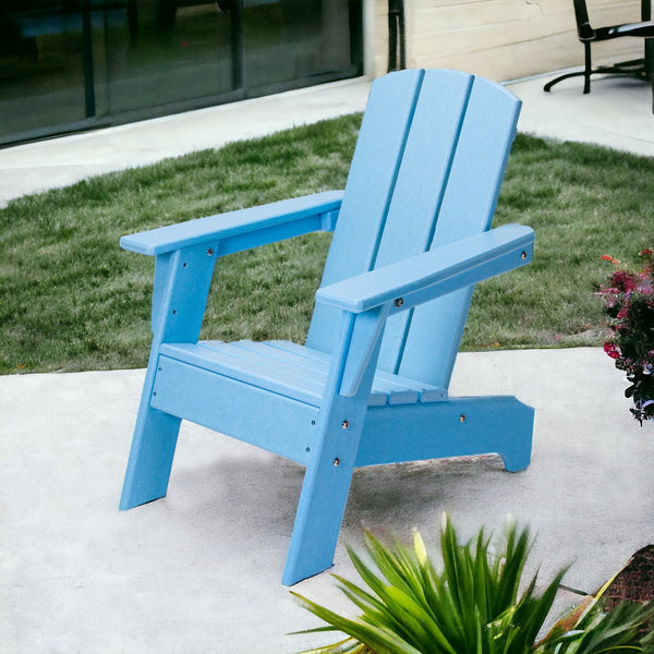 Homeroots 23" Aqua Heavy Duty Plastic Adirondack Chair For Kids - Stylish, Comfortable & Weather-resistant!  Plastic 483918