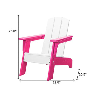 Homeroots 23" Adorable White And Pink Heavy Duty Outdoor Adirondack Chair For Kids - Stylish & Durable Comfort!  Plastic 483919