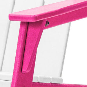 Homeroots 23" Adorable White And Pink Heavy Duty Outdoor Adirondack Chair For Kids - Stylish & Durable Comfort!  Plastic 483919