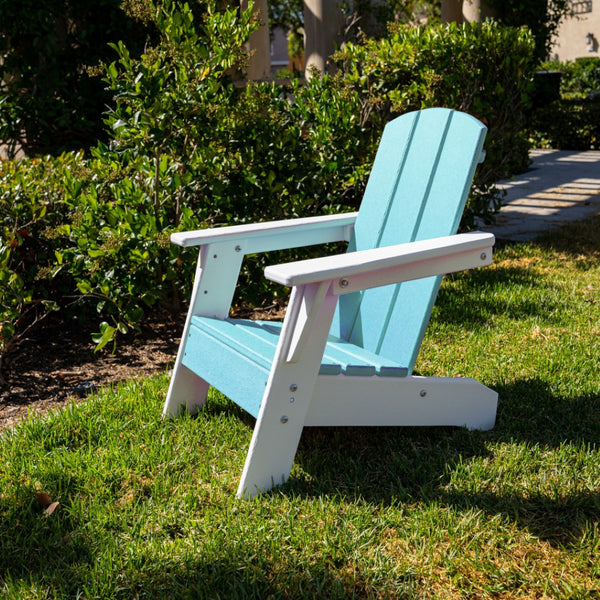 Homeroots 23" Aqua And White Heavy Duty Plastic Kid's Adirondack Chair - Weather-resistant & Stylish Comfort!  Plastic 483920