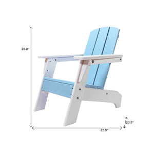 Homeroots 23" Aqua And White Heavy Duty Plastic Kid's Adirondack Chair - Weather-resistant & Stylish Comfort!  Plastic 483920