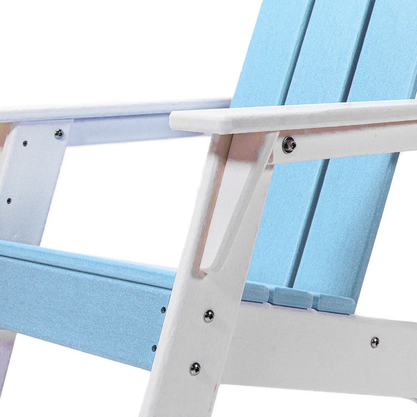 Homeroots 23" Aqua And White Heavy Duty Plastic Kid's Adirondack Chair - Weather-resistant & Stylish Comfort!  Plastic 483920
