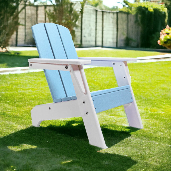 Homeroots 23" Aqua And White Heavy Duty Plastic Kid's Adirondack Chair - Weather-resistant & Stylish Comfort!  Plastic 483920