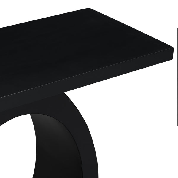 English Elm Mirod Sculptural Console Table Acacia Veneer Gloss Top Egg Base Entryway Accent Black N760P214780B