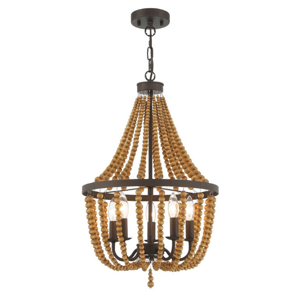 Candle Style Five Light Dimmable Metal Chandelier Elegant Glam Fixture for Dining Rooms
