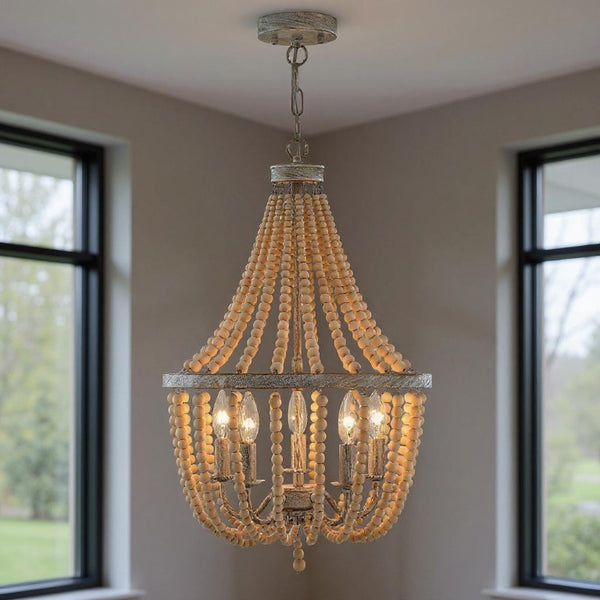 Candle Style Five Light Dimmable Metal Chandelier Elegant Glam Fixture for Dining Rooms