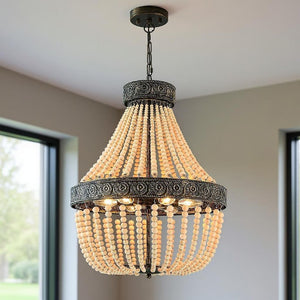 Candle Style Six Light Dimmable Metal Chandelier for Elegant Dining and Living Spaces