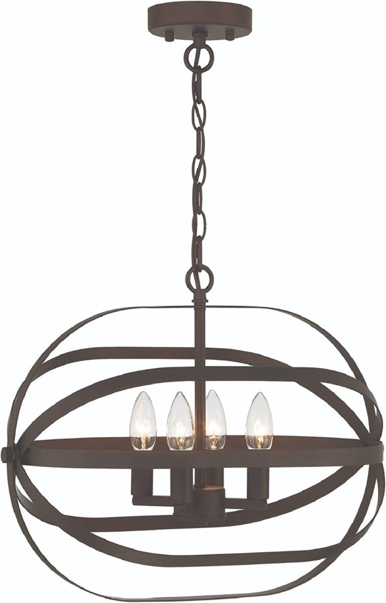 HomeRoots Bronze Four Light Dimmable Chandelier Elegant Metal Fixture for Dining or Foyer 483950