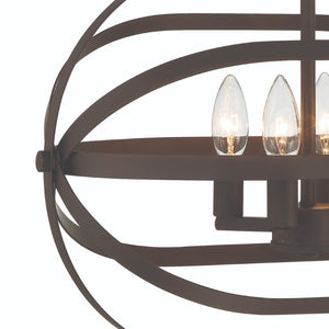Bronze Four Light Dimmable Chandelier Elegant Metal Fixture for Dining or Foyer
