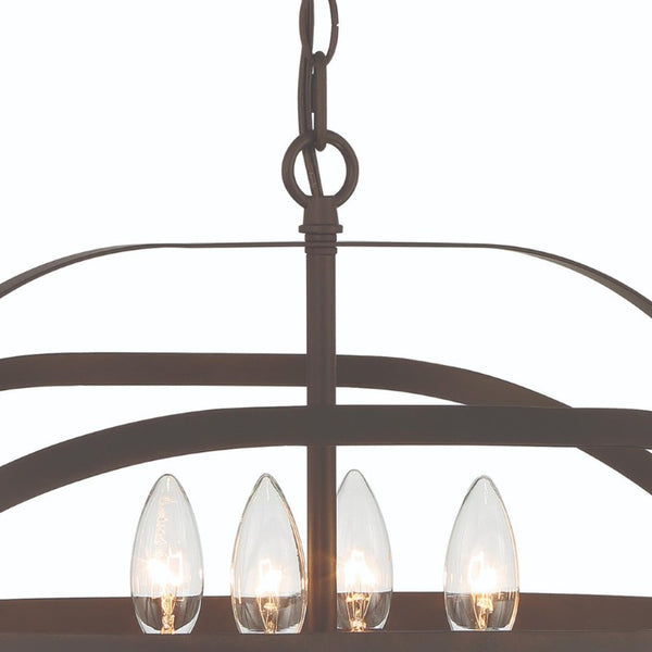 Bronze Four Light Dimmable Chandelier Elegant Metal Fixture for Dining or Foyer