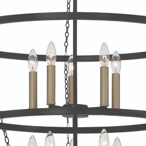 Black Metal Ten Light Dimmable Chandelier Glam Candelabra Style Dining Room