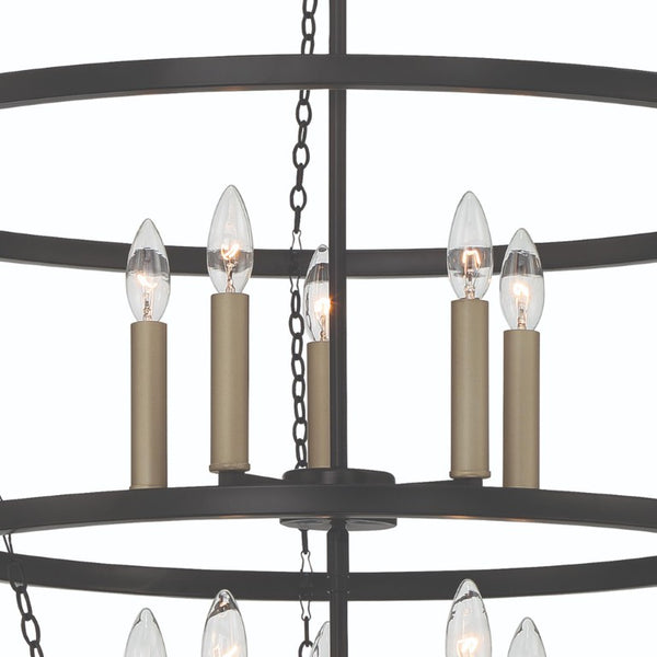 Black Metal Ten Light Dimmable Chandelier Glam Candelabra Style Dining Room